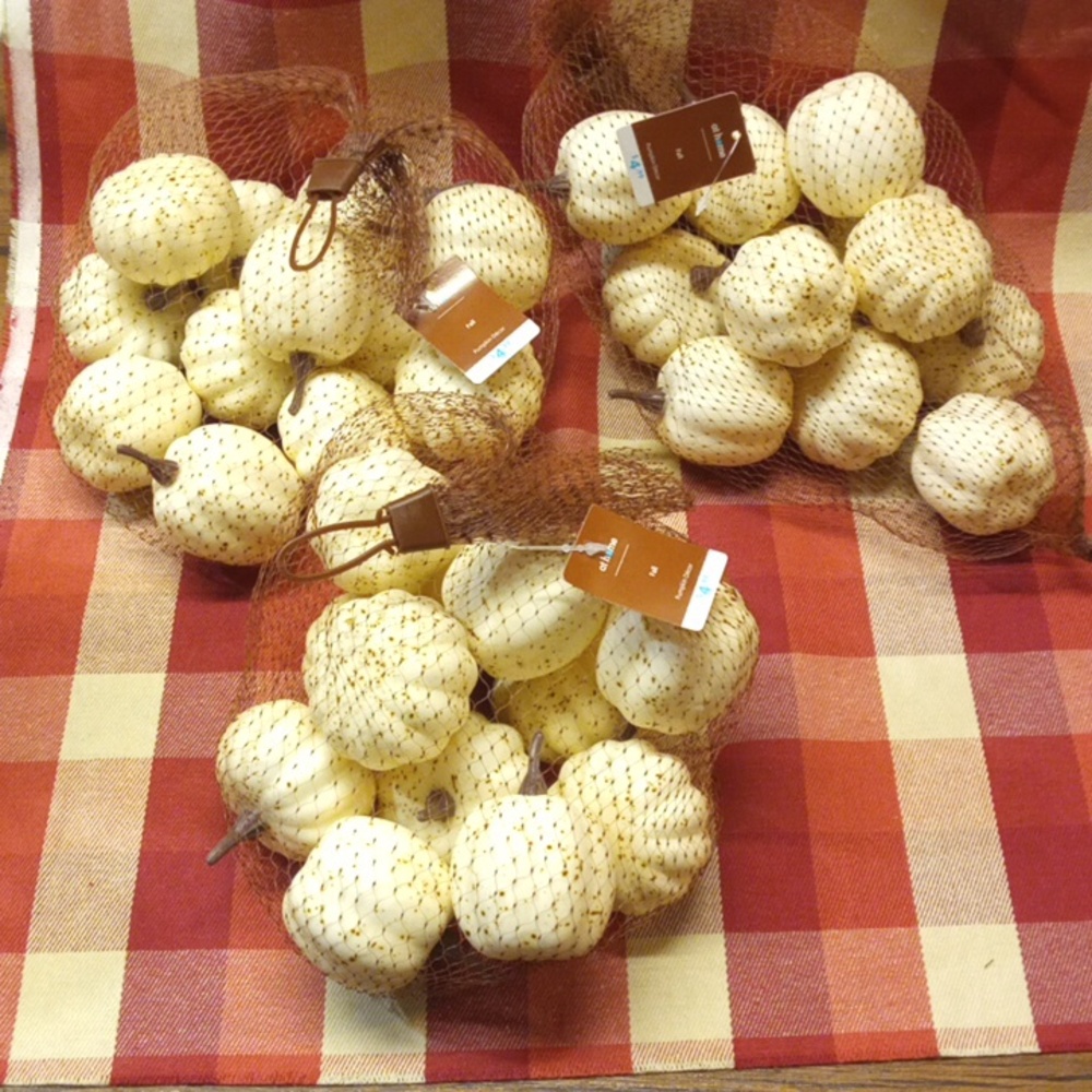Decorative Cream Pumpkins Set 3 Bags 12 Count In Each.